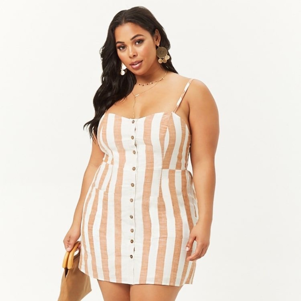 Forever 21 Plus Striped Button Up Dress